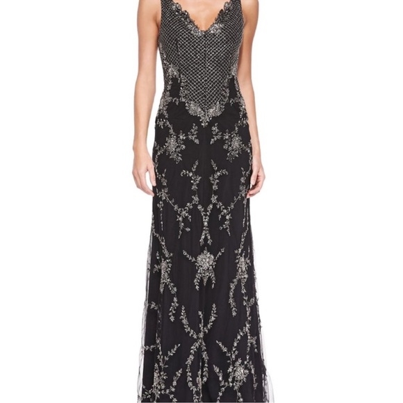 Absolutely stunning EUC SZ 4 Alice +Olivia Beaded Nessa Black Tie Gown - Picture 2 of 8